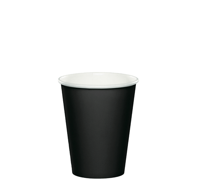 Vasos de papel negro/ 8 uds.