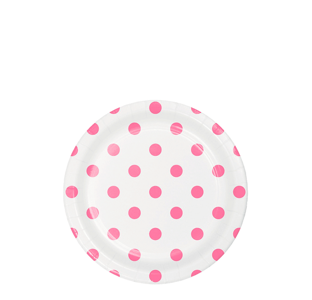 Plato papel lunares rosas