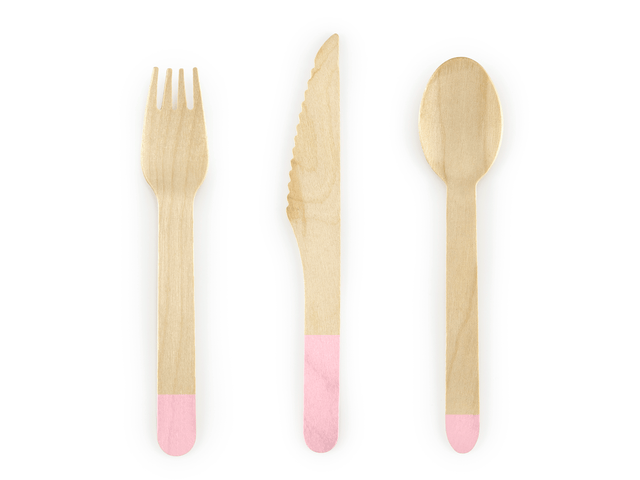 Set de 18 cubiertos de madera Rosa