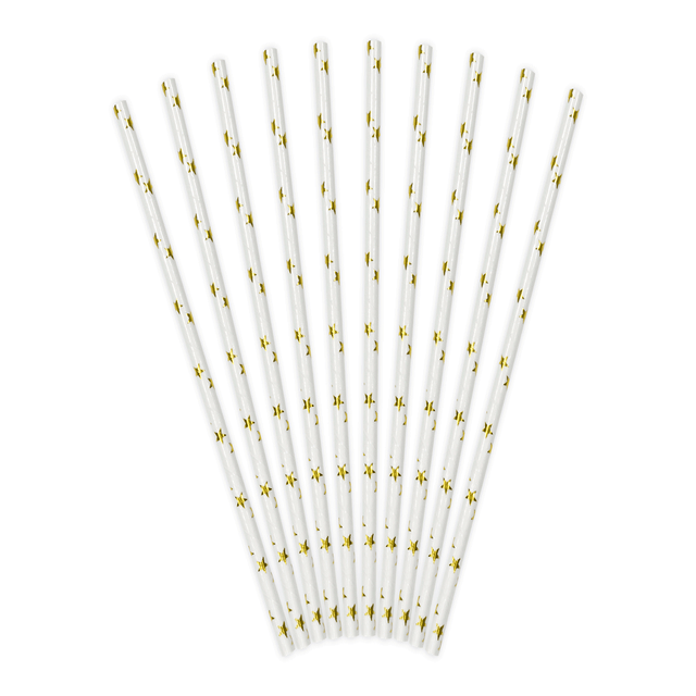 Pajita de papel estellitas foil dorado