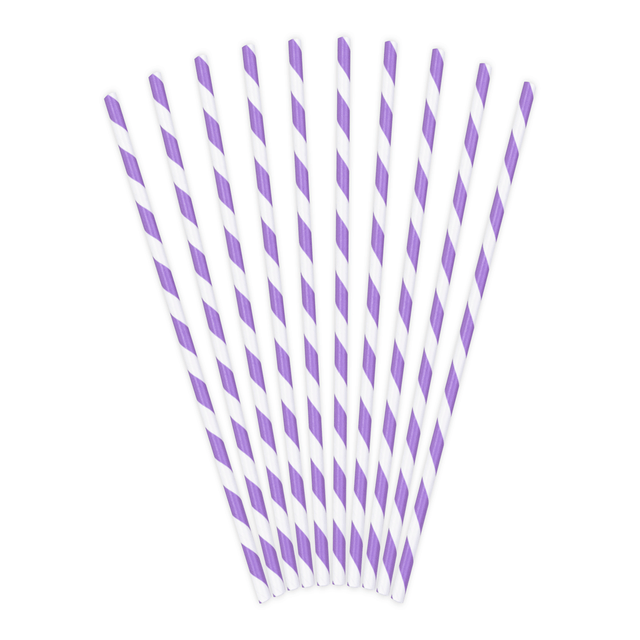 Pajita de papel raya lila