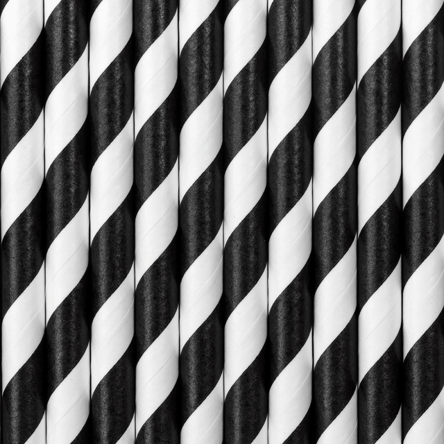 Pajita de papel raya negro