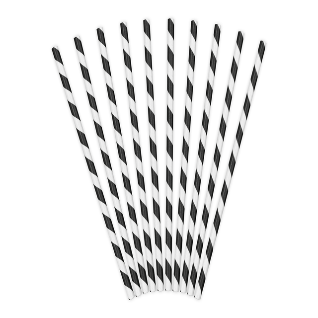 Pajita de papel raya negro