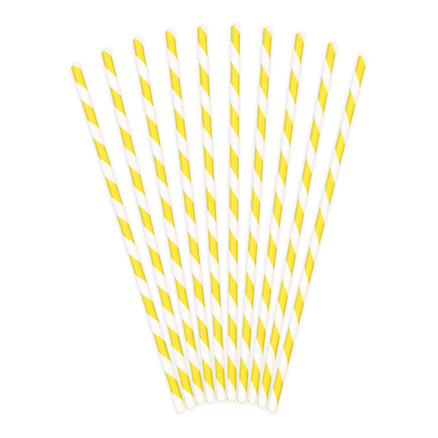 Pajita de papel raya amarilla