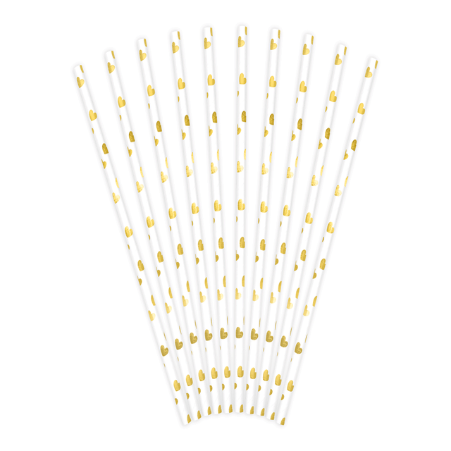 Pajita de papel corazón foil dorado