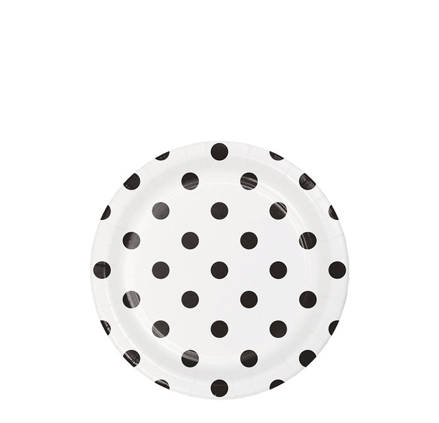Plato papel lunares negros