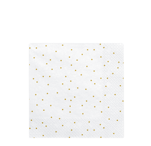 Servilleta blanca topo dorado / 20 uds.