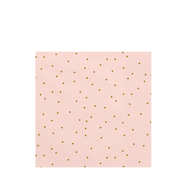 Servilleta rosa topo dorado / 20 uds.