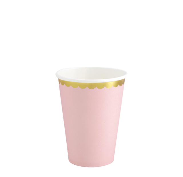 Vasos rosa - detalle dorado/ 6 uds.