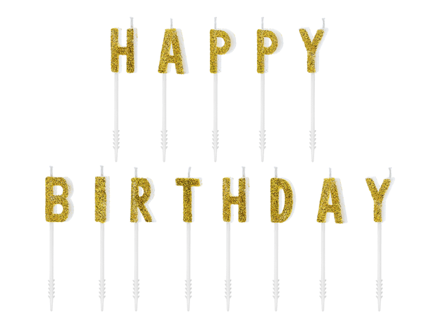 Vela happy birthday dorado