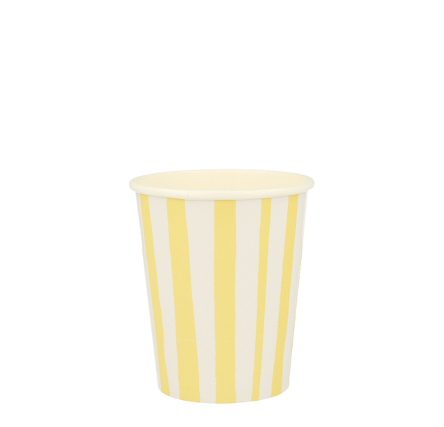 Vasos de rayas amarillas/ 8 uds.