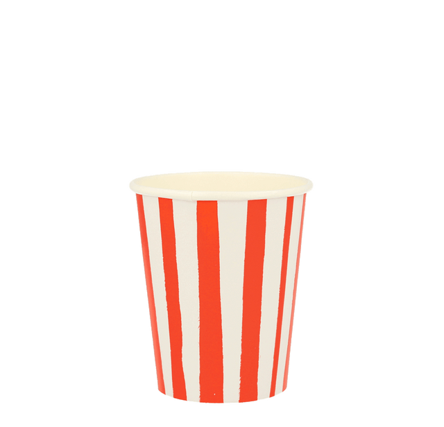 Vasos de rayas rojos/ 8 uds.