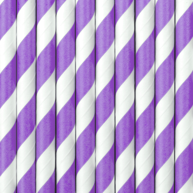 Pajita de papel raya lila