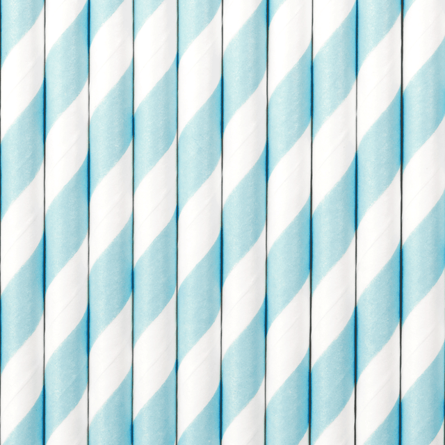 Pajita de papel raya azul