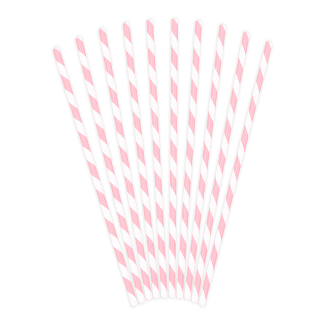 Pajita de papel raya rosa