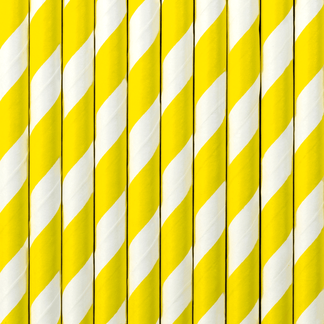 Pajita de papel raya amarilla