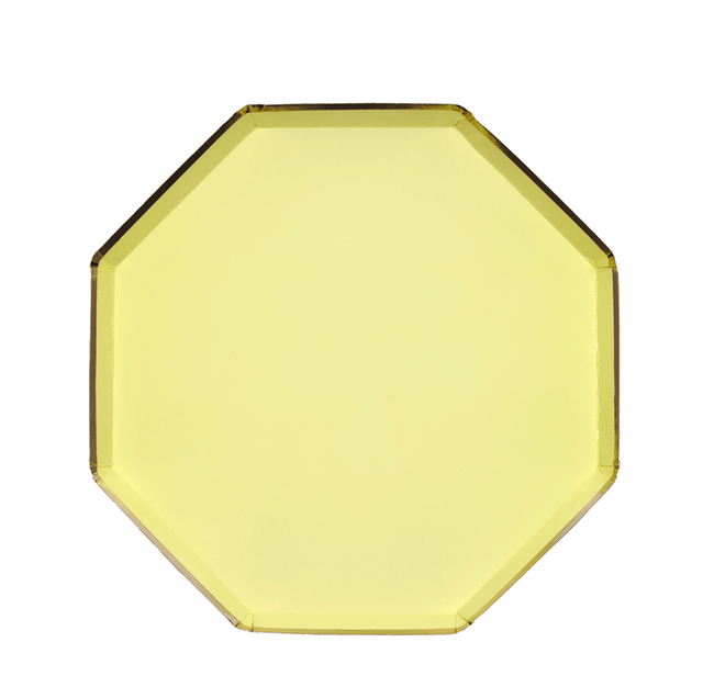 Plato hexagonal amarillo / 8 uds.
