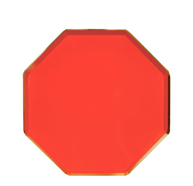 Plato hexagonal rojo / 8 uds.