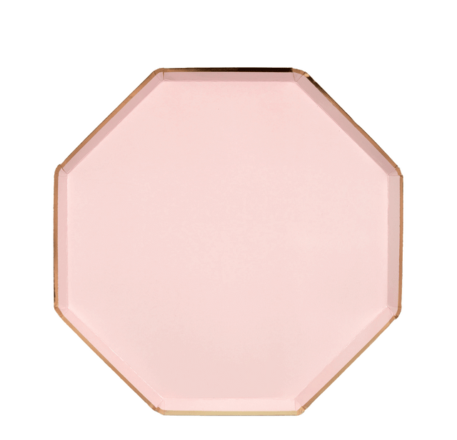 Plato hexagonal rosa / 8 uds.